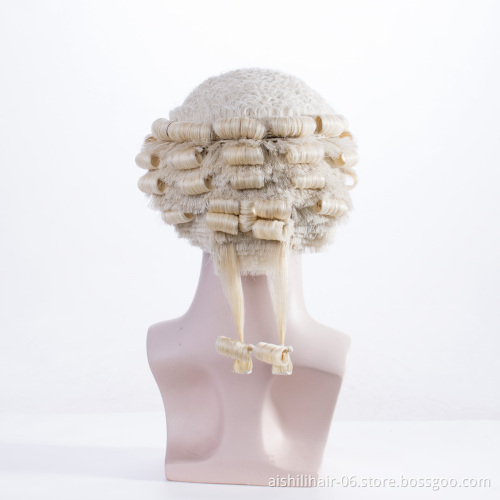 Aishili Full Hand-made Barrister Wigs Lawyer Wig with horse hair judge wig for Formal Use in Court and Costume